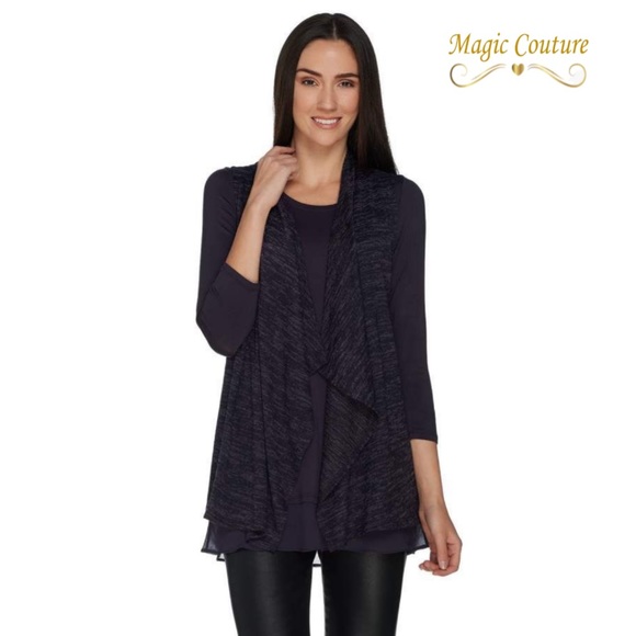 LOGO Lori Goldstein Space Dye Purple Vest💜🖤💜 - Picture 2 of 9